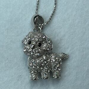 Puppy love sparkling silver rhinestone necklace